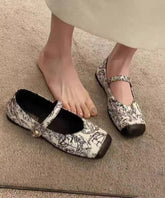 New White Chinese Style Element Flat Penny Loafers